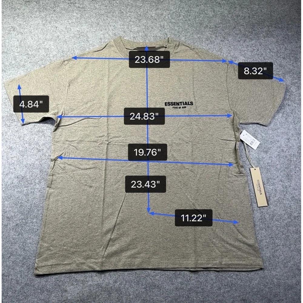Fear of God Essentials T-Shirt Mens XL Dark Oatmeal New Logo Tee 125BT212063F